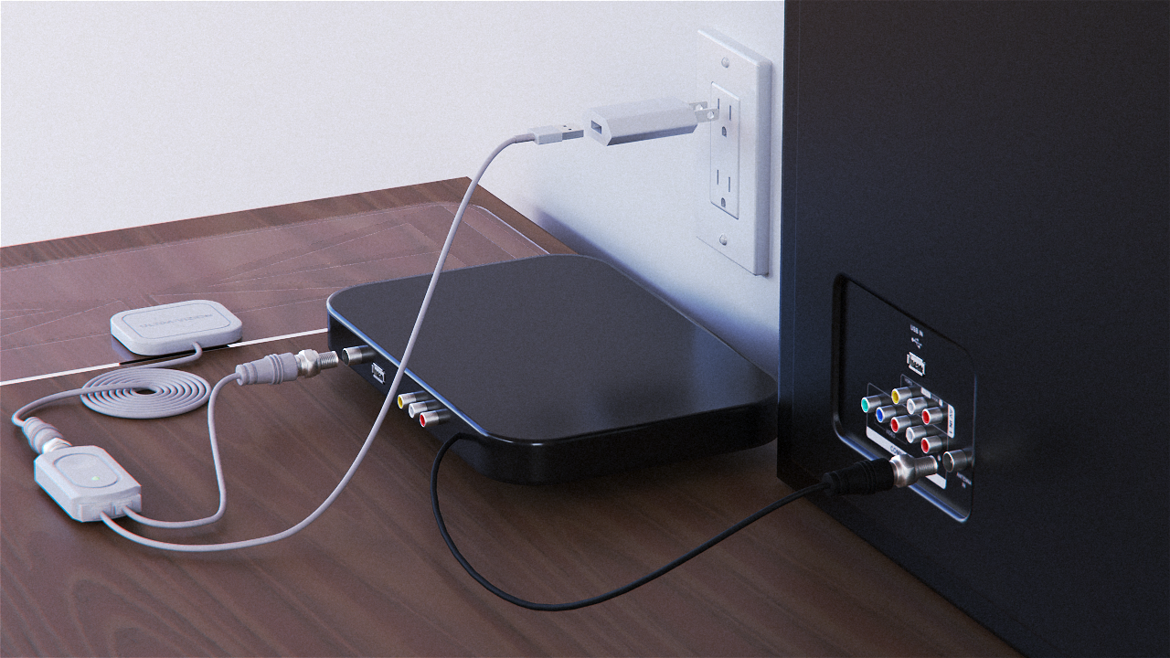 d. With Set Top Box, Plug ULTRA•VIZION Coaxial directly to the box and USB with provided adapter in Wall Plug.